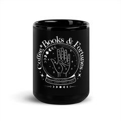 Fortunes books and coffee Black Glossy Mug