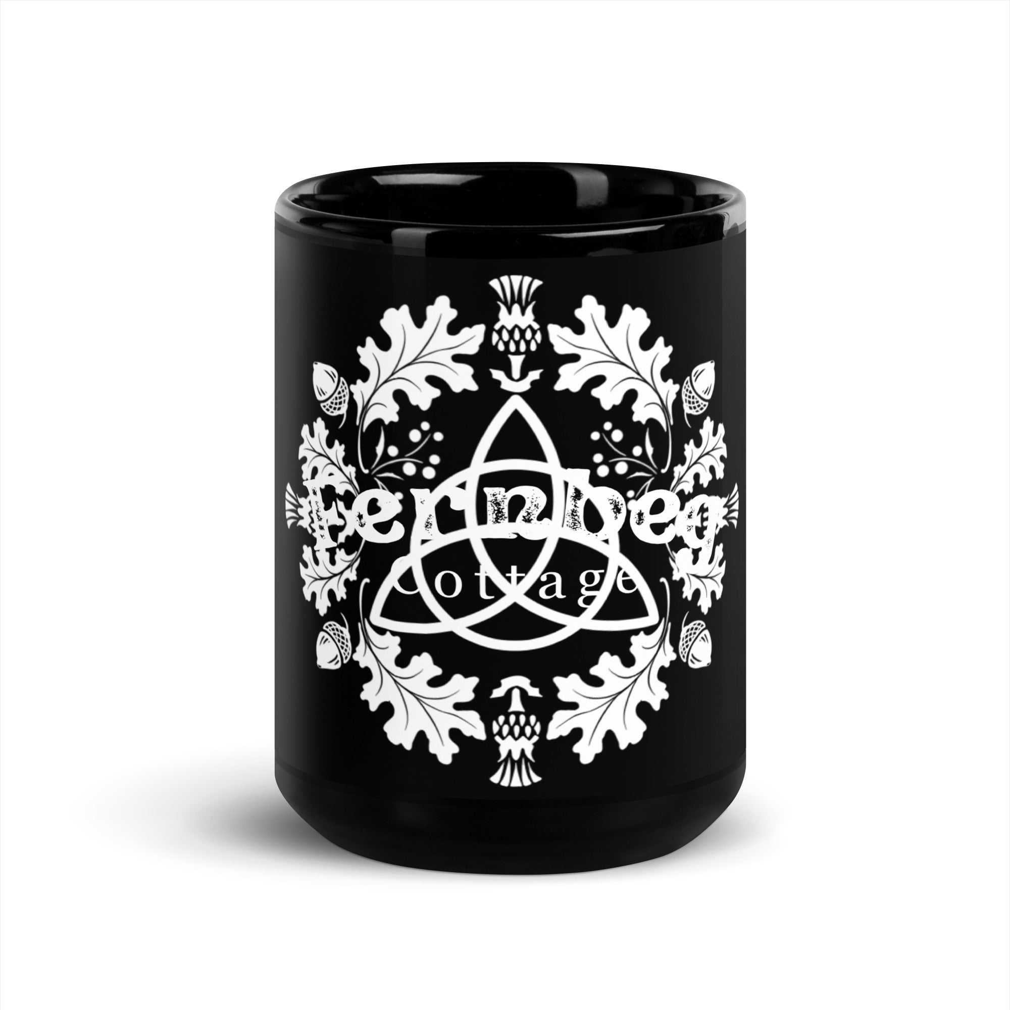 Fernbeg Cottage Black Glossy Mug