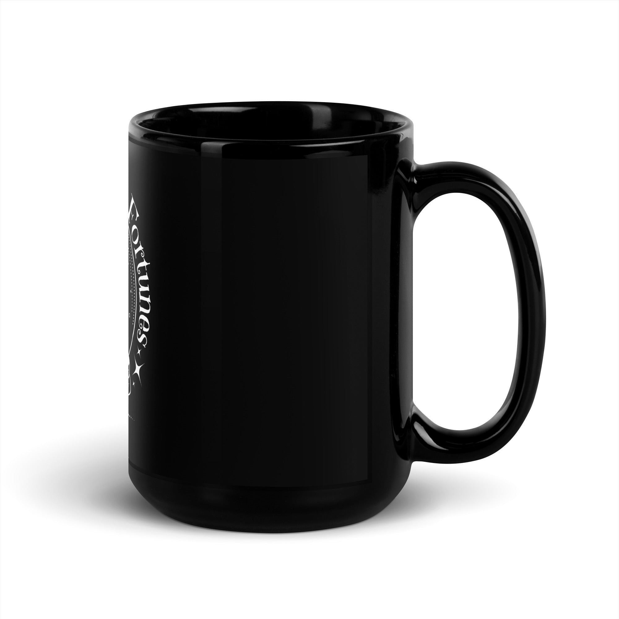 Fortunes books and coffee Black Glossy Mug